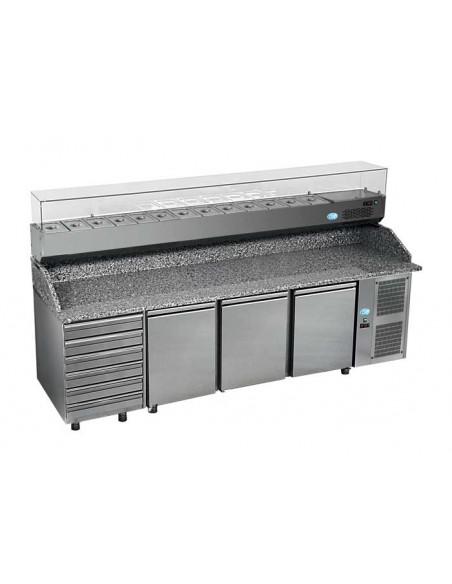 Table 700 GN1/1 - Pizza - 3 portes + 6 TN - Référence: PIZ 4P 700 T6_1