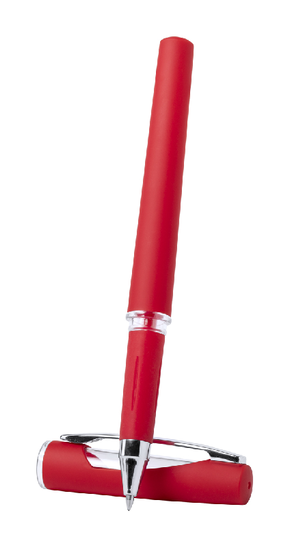 Stylo roller en plastique - encre bleue - couleur rouge - poids 12g_1