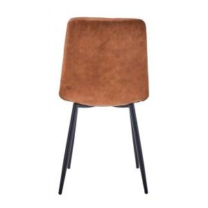 Chaise de repas MANTA en similicuir marron - design sobre et robuste avec piétement en métal_1