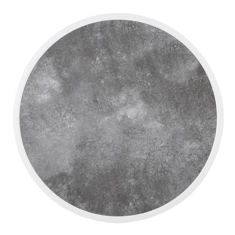 Plateau de table extérieur rond en verre trempé effet pierre foncée bord blanc 580mm | Bolero - DL488_1