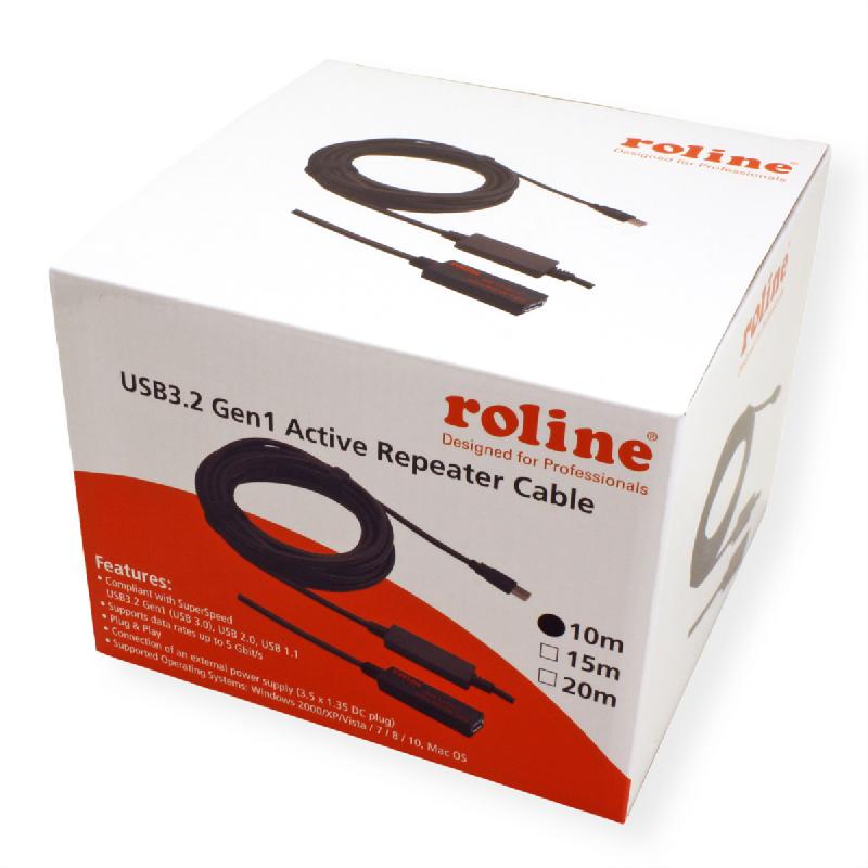 ROLINE Câble prolongateur USB 3.2 Gen 1 actif, noir, 10 m_1