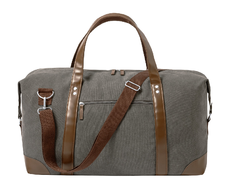 Sac de sport en toile - compartiment zippé - poche frontale - bandoulière réglable - gris foncé - 670 gr_1