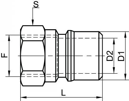 Coupleur mâle à passage libre - Inox 316 (modèle : 5279) - Béné Inox - Norme ISO 7/1 - Filetage Gaz_1