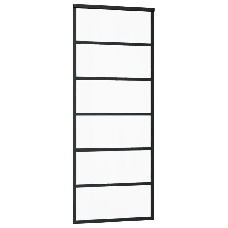 Vidaxl porte coulissante et quincaillerie verre esg/aluminium 76x205cm 3081950_1