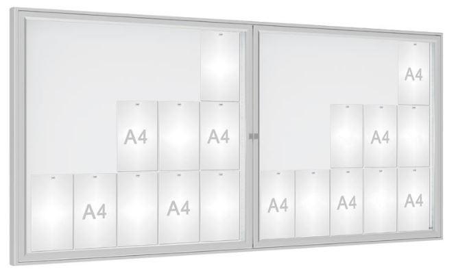 Vitrine d'affichage extérieure anodisé 75 - de 8 à 30 A4 - Plexi chocs ou Verre sécurisé - Système d'ouverture réversible ou double battant - Kit éclairage LED en option_1