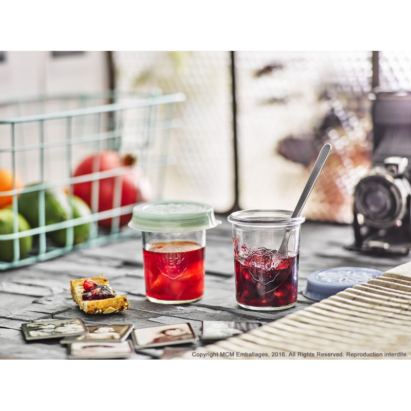 12 Bocaux en verre Weck® Droits 160 ml - couvercles en verre et joints inclus (clips non inclus) - WN000035_1