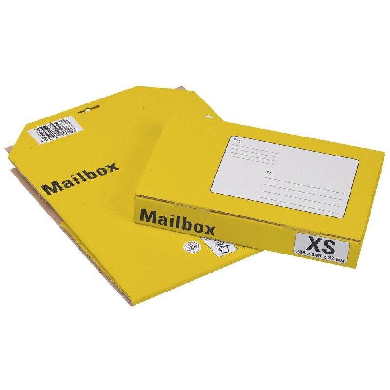 Boîte colis poste fermeture languettes 245x145x33mm jaune_1