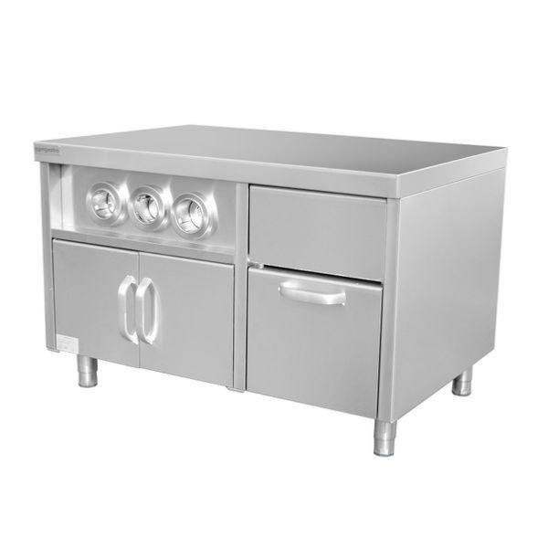 Comptoir à café inox avec porte-gobelets et compartiment glaçons - 1200 mm_1