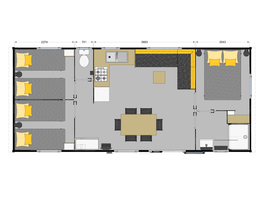 Mobil home santafé trio / 3 chambres et une salle de bains / 34 m² / 6 à 8 personnes / 9.35 x 4 m_0