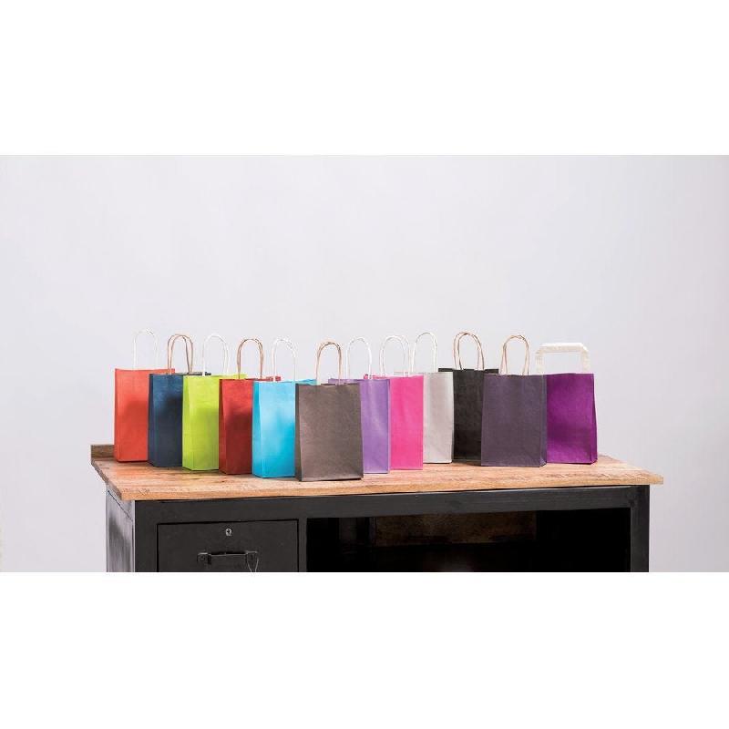 Sac kraft corail poignées torsadées 22x10x29cm - par 50 - couleur vive et dynamique_1