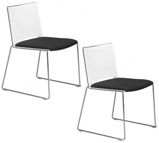 Ensemble de 2 Chaises FLORA - Assise Tapissée en Tissu Polyester - Piétement Chromé - Référence 8040 SR G_1