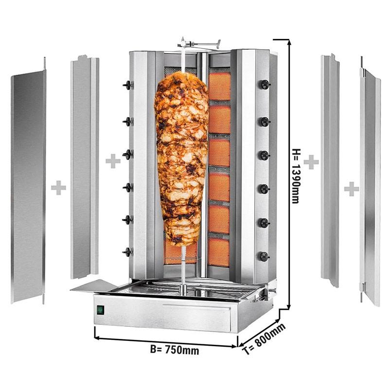 Grill Döner kebab gaz forme en V 2x6 brûleurs max 150 kg - moteur en bas_1