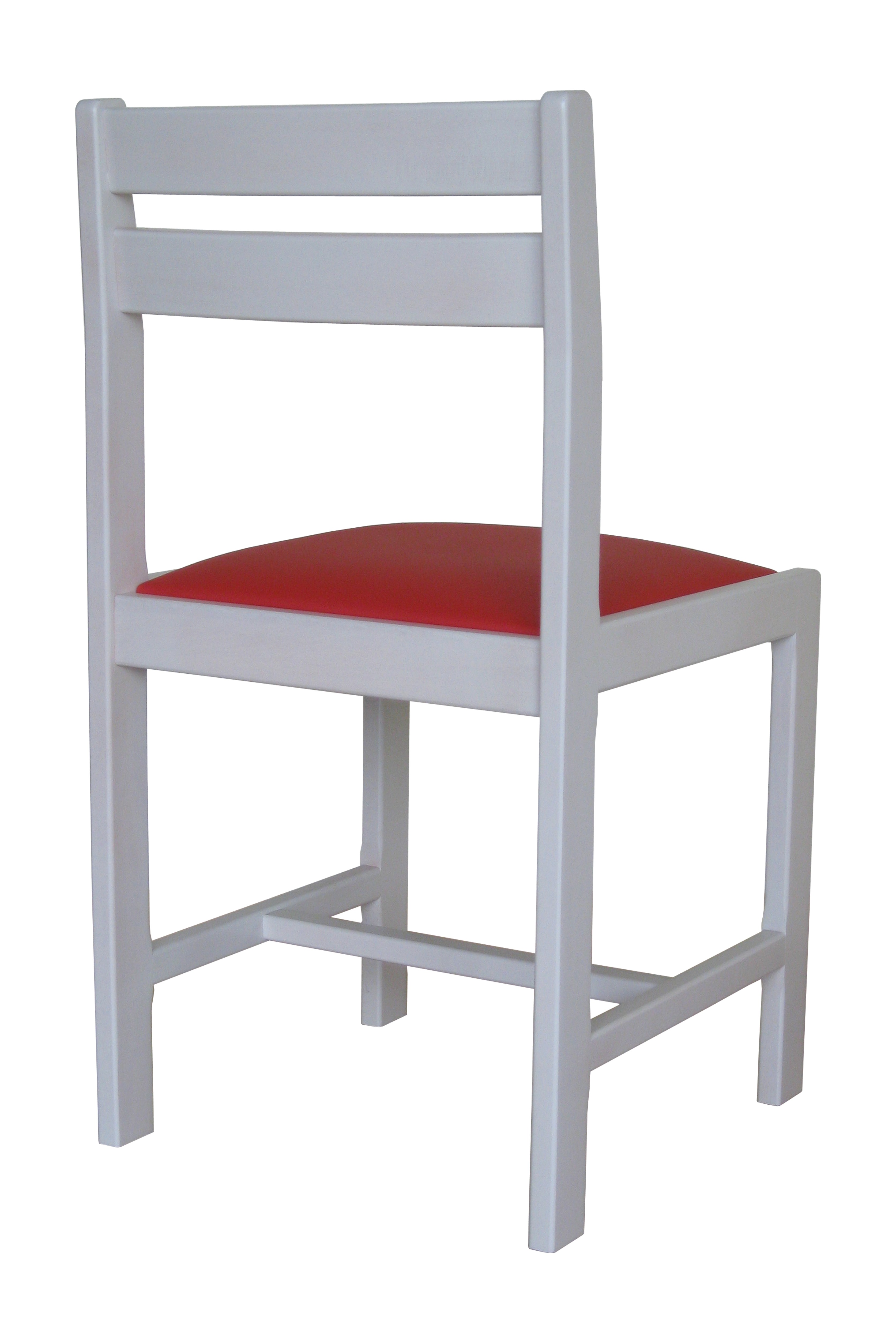 Lot de 2 chaises Aradis en hêtre massif - fabrication française - blanc et rouge - assise simili cuir Dallas_1