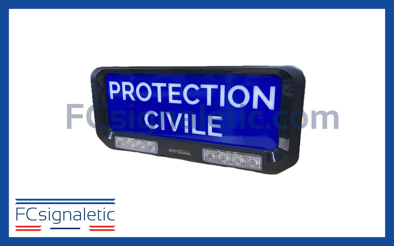Panneau pare-soleil avec feux flash bleu (PROTECTION CIVILE) Visormate 911 SIGNAL 051901B-PC_0