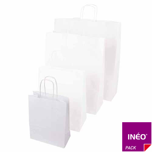 Sac kraft blanc à poignées torsadées (paquet de 50) - personnalisable - plusieurs dimensions disponibles_1