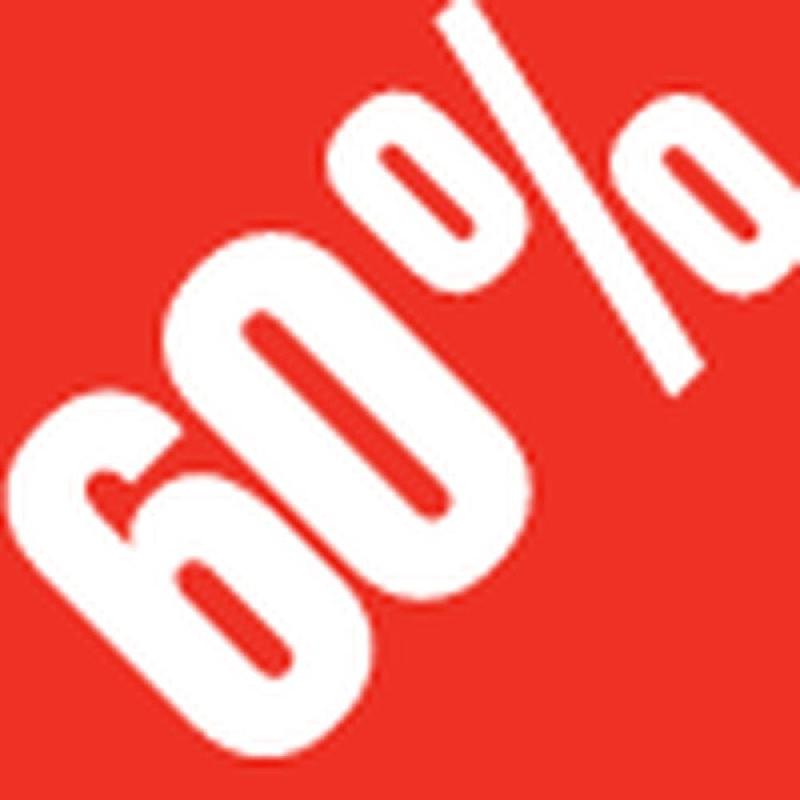 Sticker remise -60% - 3.3x3.3cm - couleur rouge/blanc - lot de 500_1