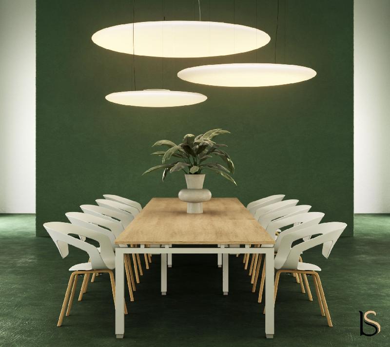 Table de conférence rectangulaire Mobel Linea - Blanc, Acacia foncé, 450_1