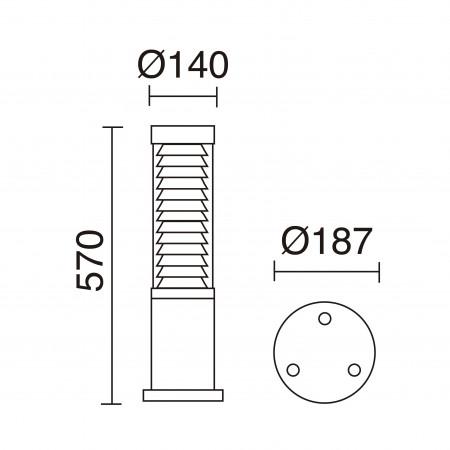 Borne extérieure Maxima-plus IP55 2G11 24W anthracite - hauteur 593 mm - aluminium rotosymétrique_1