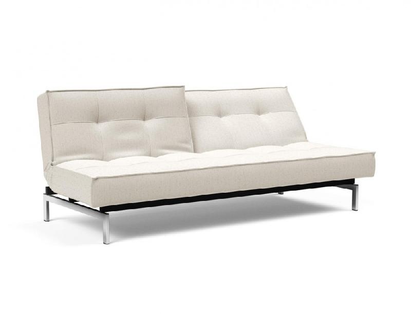 Innovation Living - Canapé-lit Splitback Chrome convertible 115x210 cm - Tissu bouclé Off White_1