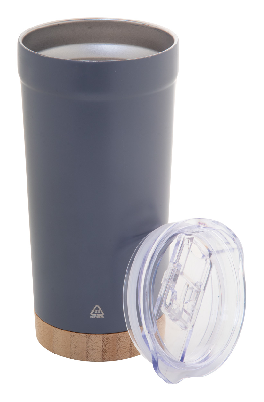 Mug thermos - isotherme à double paroi en acier inoxydable recyclé avec base en bambou - 600 ml_1