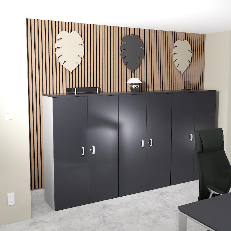 Armoire moyenne avec portes en bois - Mobel Linea - 80, Gris anthracite_2