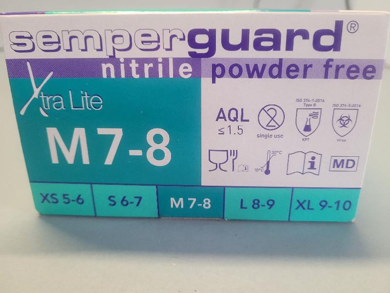 Boite de 200 Gants taille M 7-8 nitrile Semperguard Xtra Lite_1