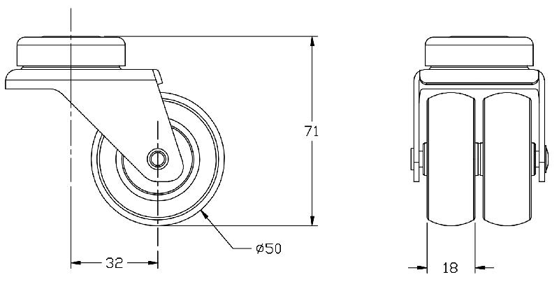 Roulette double 50mm 2