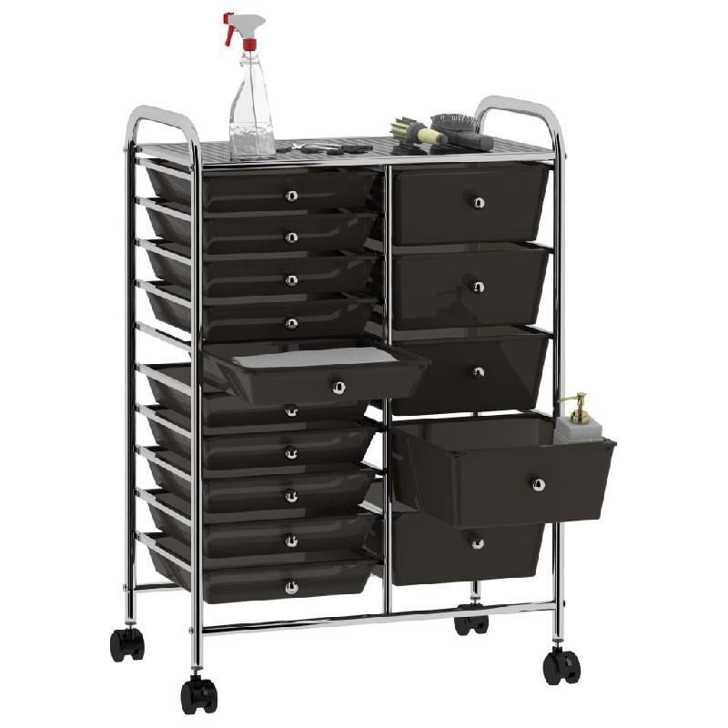 Vidaxl chariot de rangement mobile à 15 tiroirs xxl noir plastique 320407_1