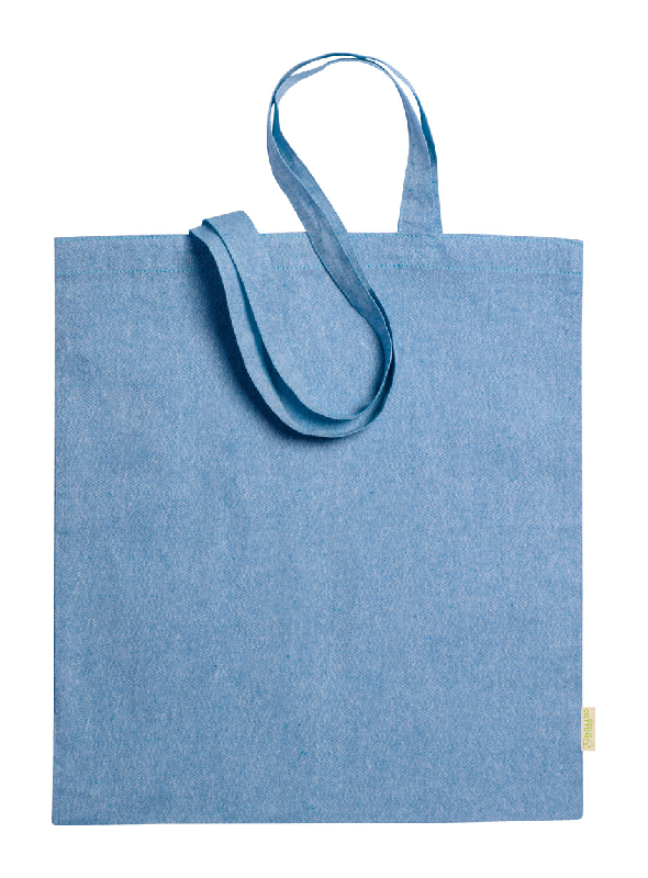 Tote bag - sac publicitaire en coton recyclé - anses longues - 120 g/m² - couleur bleu_1