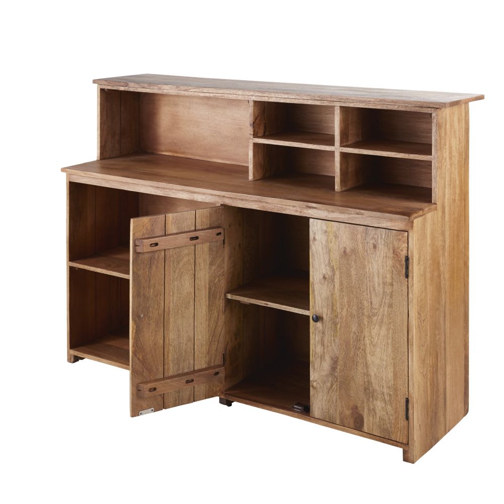 Comptoir professionnel en manguier et bois recyclé - h1100xl1450xpr510mm - bondi business - v_1