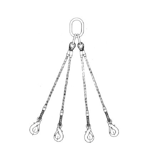 Élingue câble 4 brins avec crochets à verrouillage automatique - Crosby Grade 100 - Câbles acier galvanisé_1