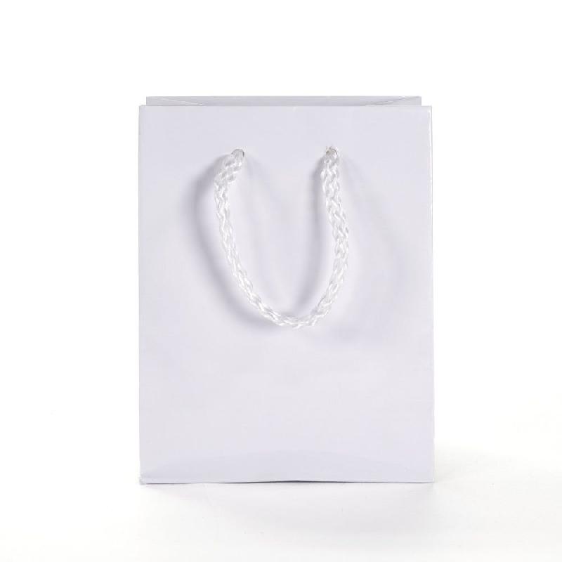 Sac Luxe pelliculé blanc 11x6x14cm - poignées cordelières - par 12_1