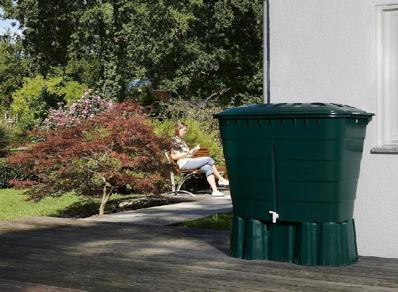 Cuve rectangulaire 520L verte avec couvercle, robinet PE et barres de renfort intérieur_1