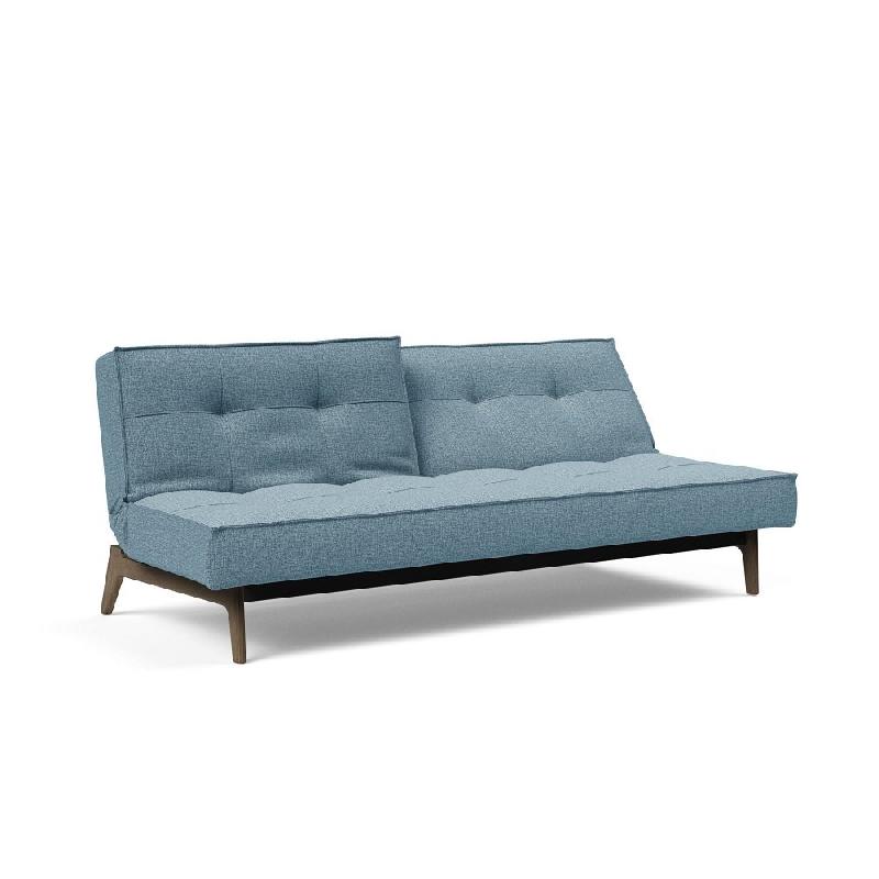 Canapé convertible SPLITBACK EIK - 115x200 cm - Chêne fumé - Tissu Mixed Dance Light Blue - Innovation Living_1