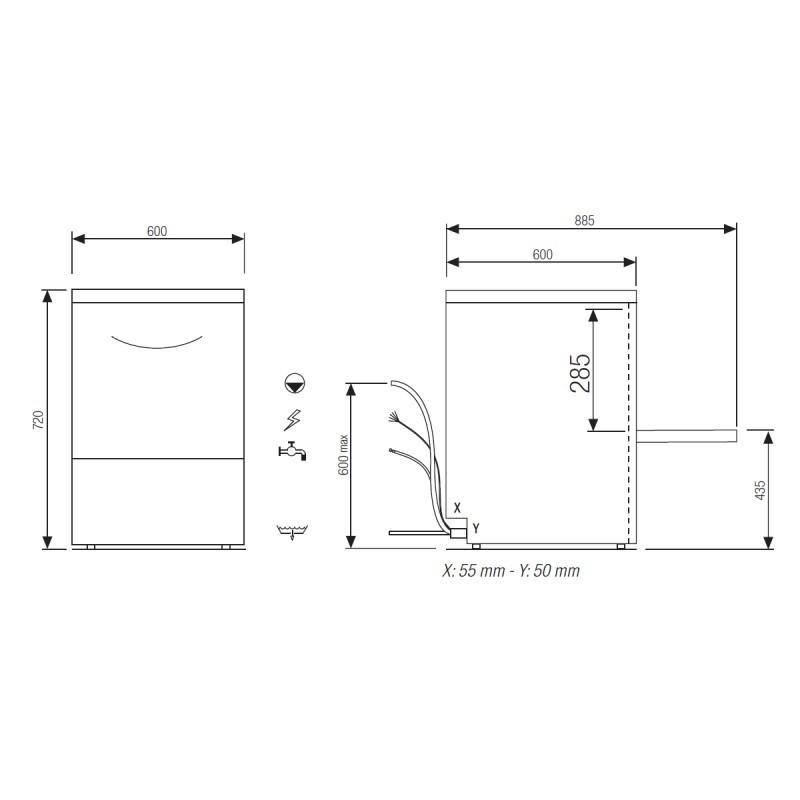 Lave-verres/vaisselle commutable en 230 V Panier 500x500mm Elettrobar Furnotel_1