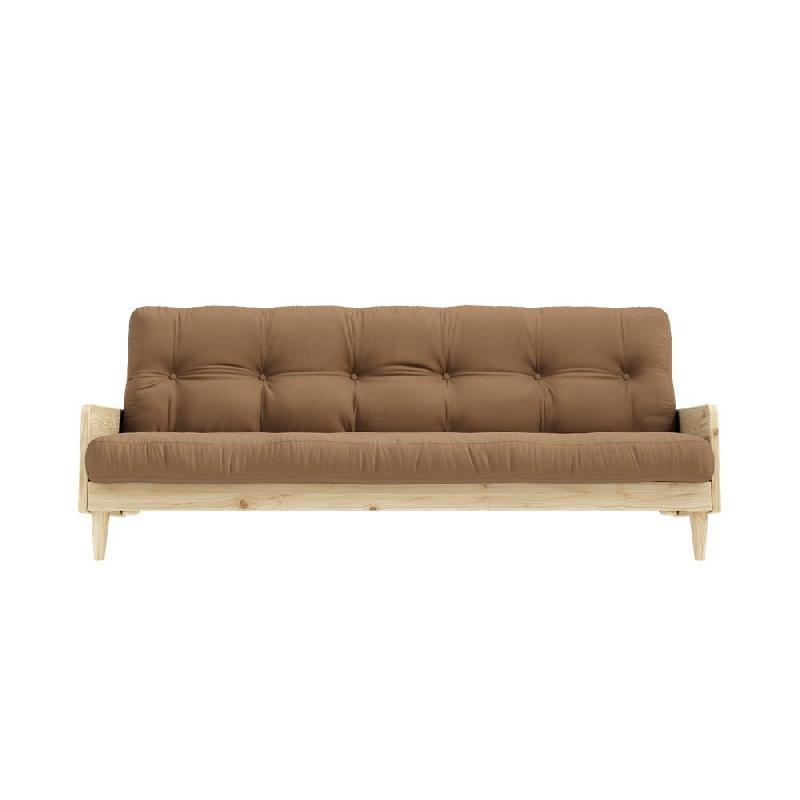 Canapé 3 places convertible Indie - Style scandinave - Futon taupe - Couchage 130x190 cm - Karup_1