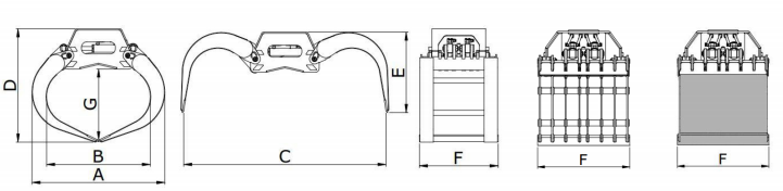 Pince à grumes TC-GDM - pour pelles 14-21T et chargeuses 18-28T - capacité 4T_1