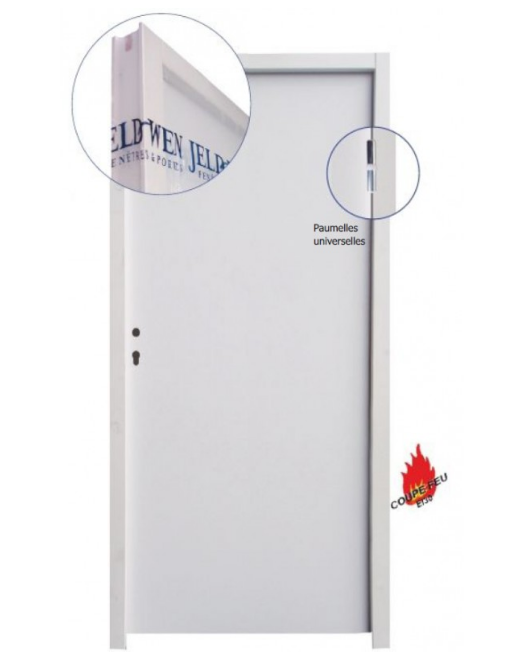 Porte coupe-feu 30 mn - Bloc porte EI 30 simple vantail 2040 x 930 gauche - huisserie résineux section 72x54_1