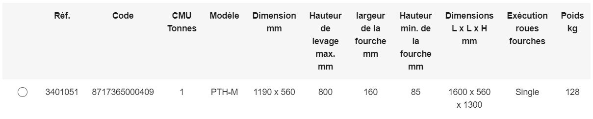 PTH-M transpalette haute levée - Rema Holland B.V. - 1600 x 560 x 1300 mm - combiné avec table élévatrice_1