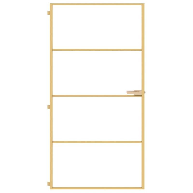 Vidaxl porte intérieure mince doré verre trempé aluminium 155139_1