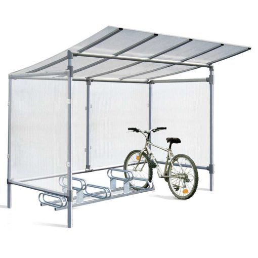 Abri vélo 5 places - Structure tubulaire aluminium anodisé - Toiture polycarbonate 10 mm traité anti-UV - Eco_1
