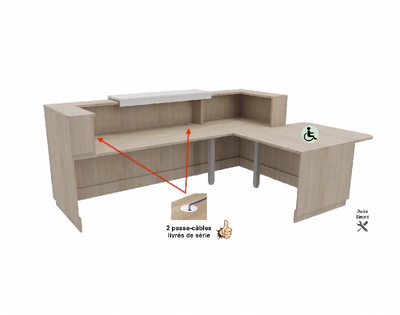 Bureau d'accueil d'angle avec accès PMR Delta Plus - Mobel Linea - 224, Acacia clair, Droite, Non_1