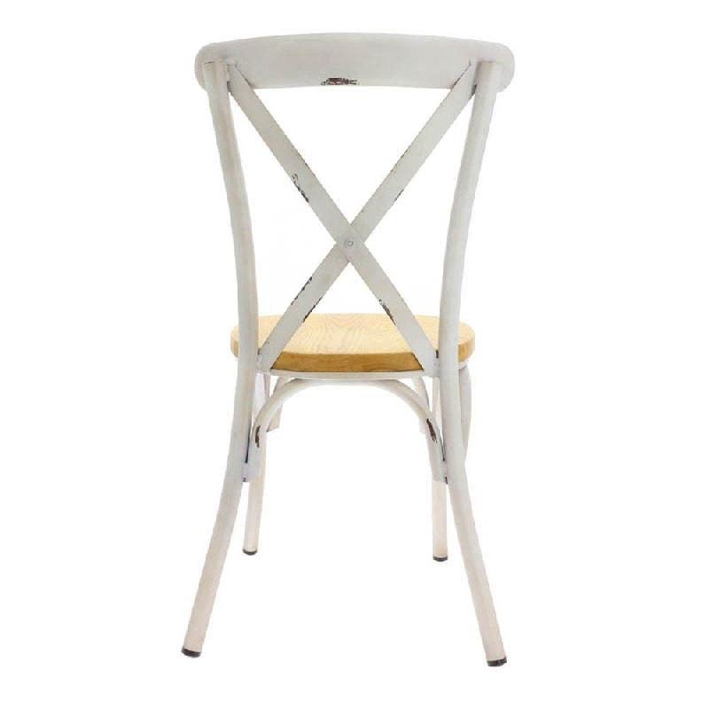 Chaise d'intérieur ONTARIO en acier et bois finitioin vintage blanc_1