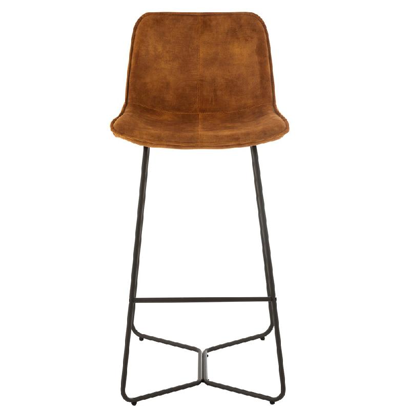 Chaise de bar Ratri - Velours ocre, piètement métal noir - Gamme avec tabourets assortis_1