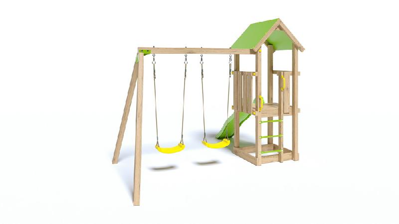 Aire de jeux Easy-Xperience - plateforme 1,2 m, toboggan, 2 balançoires, bac à sable - fabrication française_1