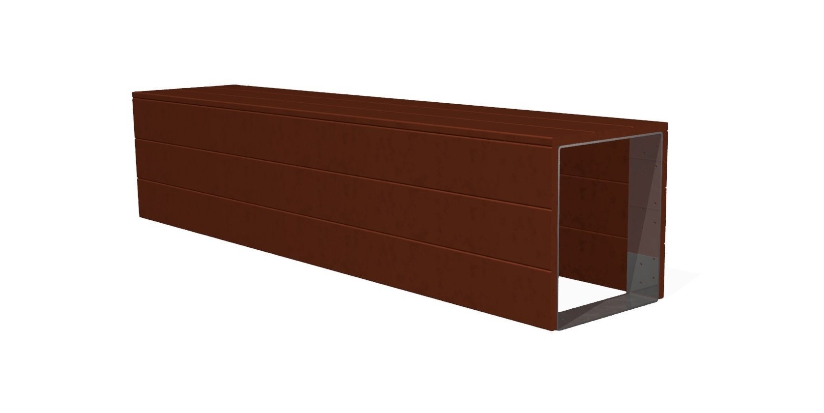 Banc d'extérieur en acier inoxydable et bois exotique - Référence MUB10 - longueur 2m, dimensions personnalisables_1