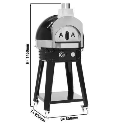 Four à pizza à gaz noir avec support - chambre Ø 700 mm | Ggm_1