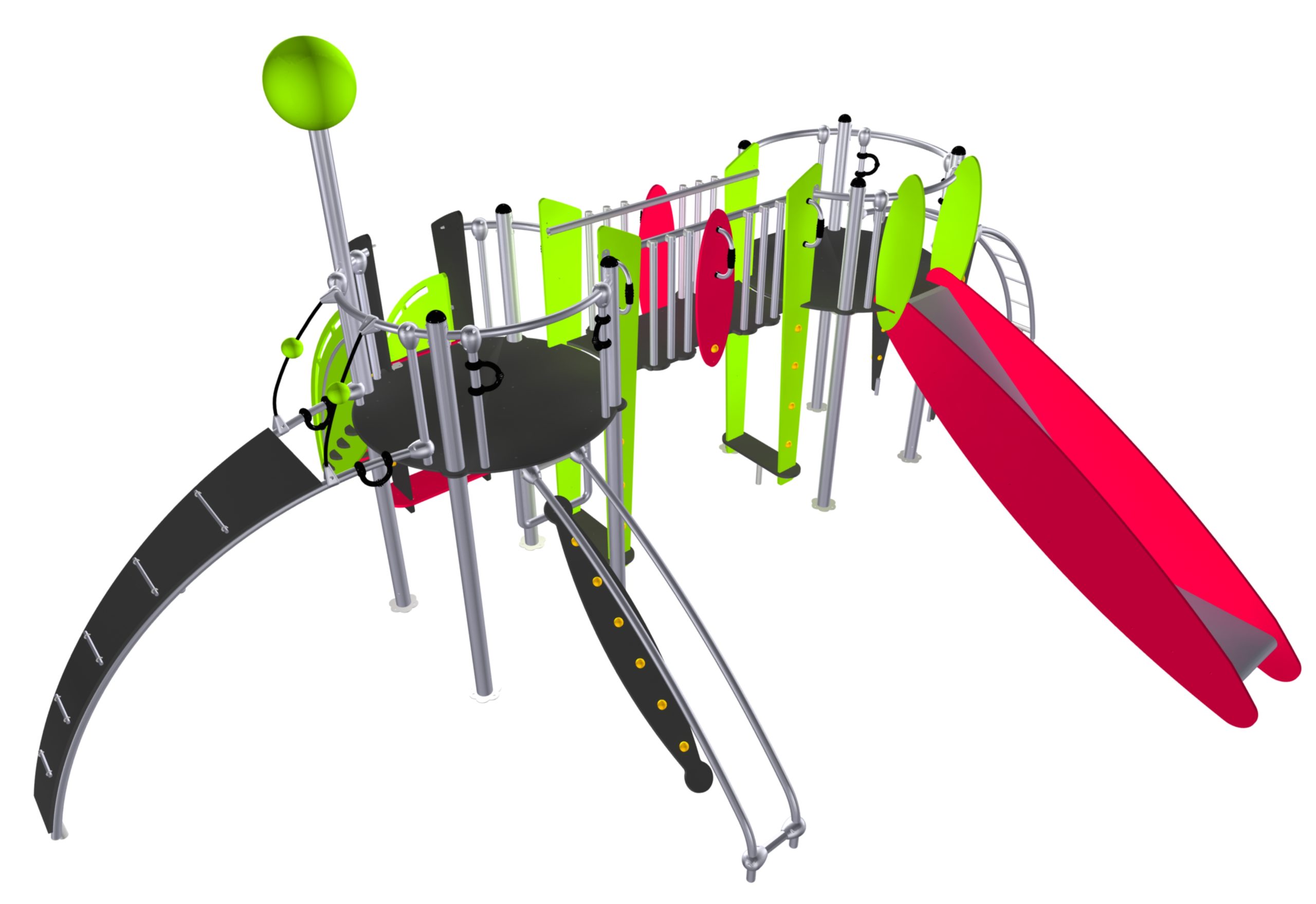 Structure multi-activités métallique Etnik Melilla - LD1EK0250 - Ludoparc - 2 tours - 2 à 8 ans - Inox_1