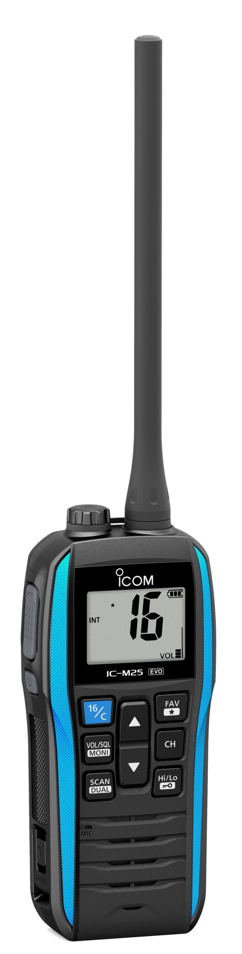 VHF marine portable étanche et intuitive IC-M25EURO EVO - légère, compacte, flottante avec écran LCD et charge USB_1