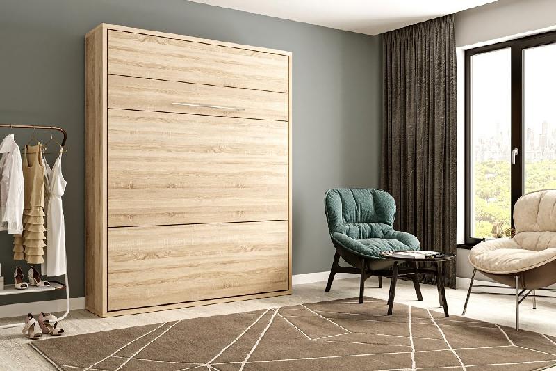 Armoire lit escamotable Mykonos - Chêne naturel - Couchage 160x200 cm - Ouverture assistée - Fabrication européenne_1